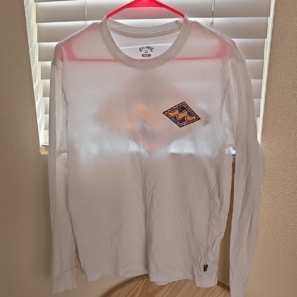 Billabong White Long Sleeve Tee with Logo Patch